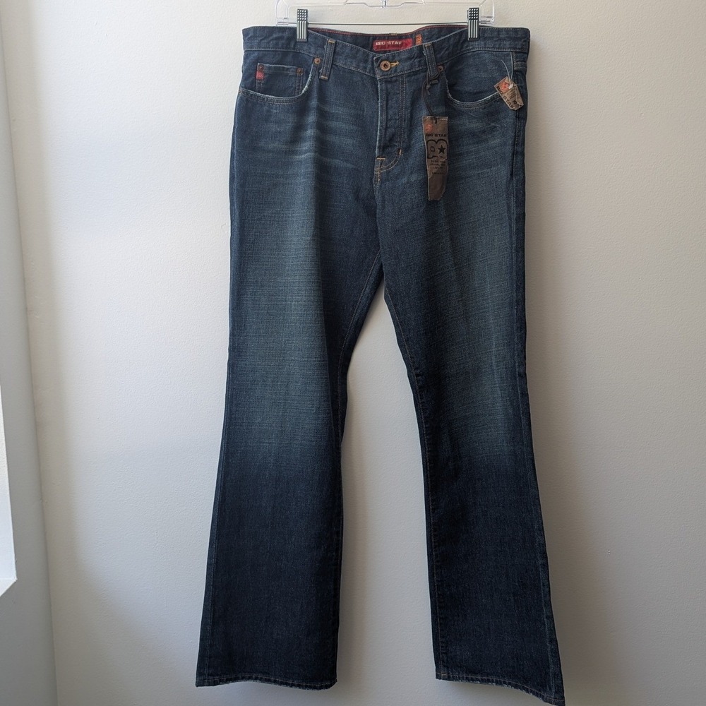 Vtg Y2K Big Star Roadie Jeans Blue Dark Wash Straight Leg Denim Mens 38R